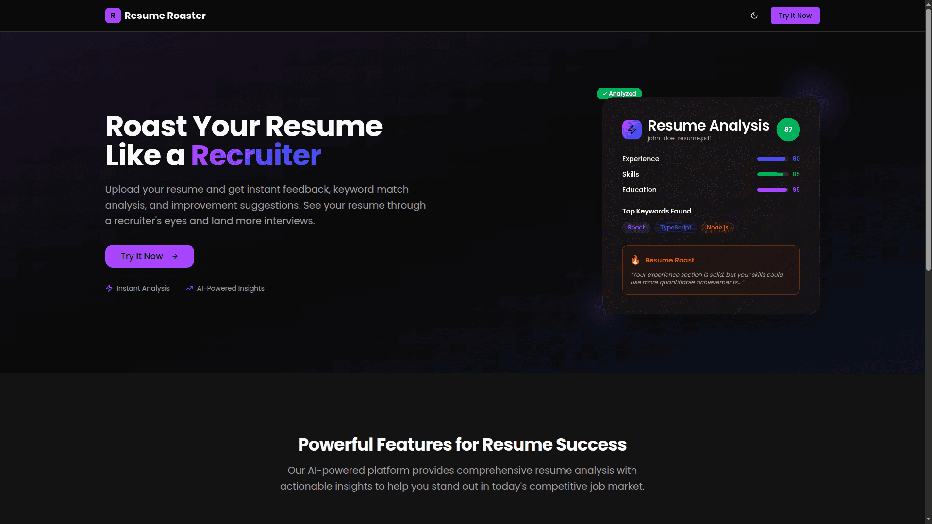 An image of the Resume Roaster - AI Resume Analyzer project.